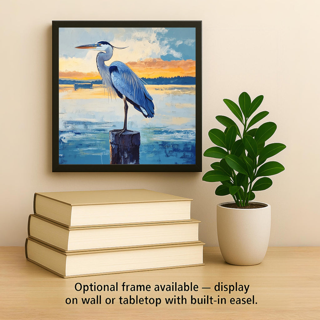 Great Blue Heron Wall Art Ceramic Tile Birdwatcher Gift Stained Glass Style Memorial Bird Art Coastal Nature Gift Sympathy Gift Tile
