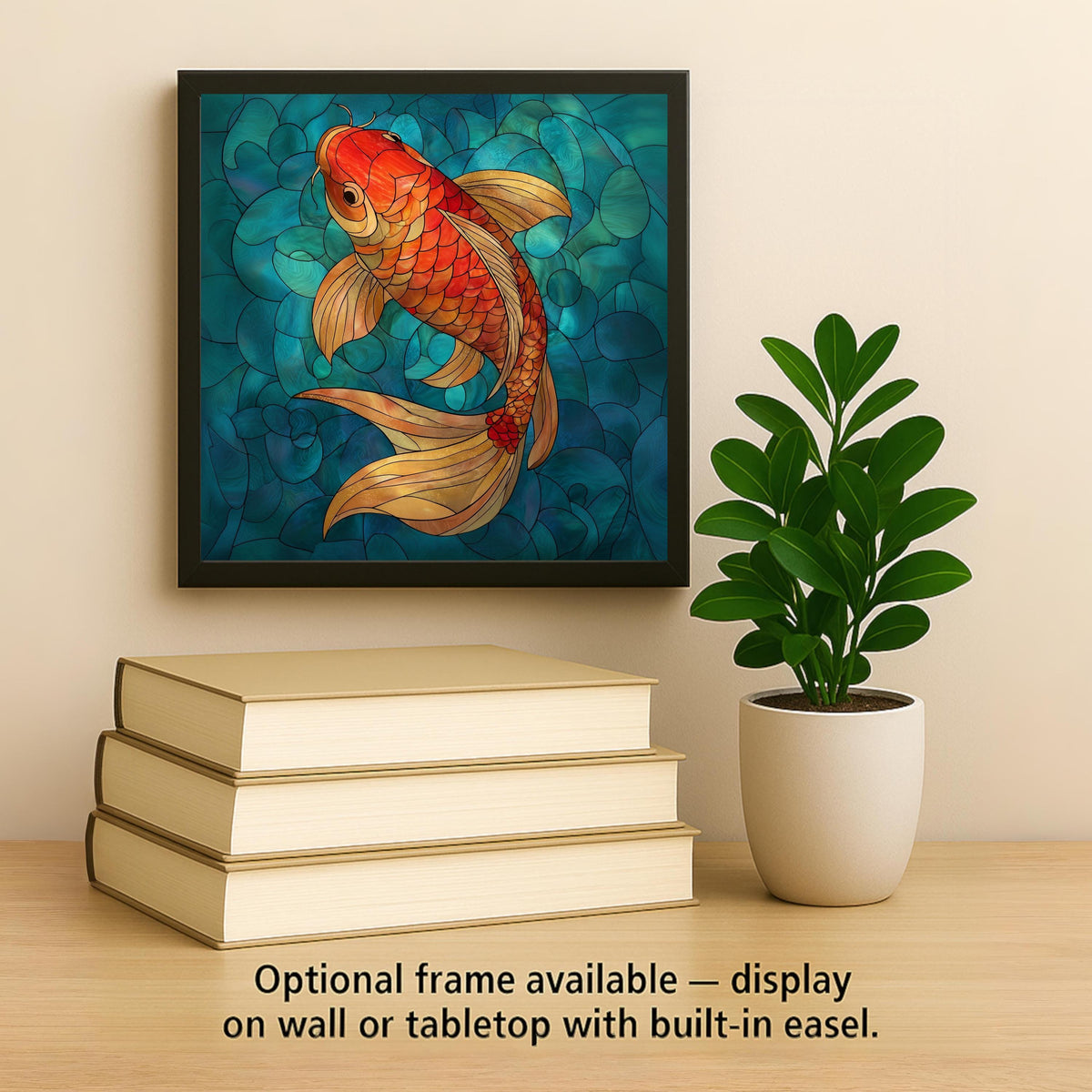 Japanese Koi Ceramic Art Tile – Zen Pond Wall Decor, Asian Water Garden Spa Gift