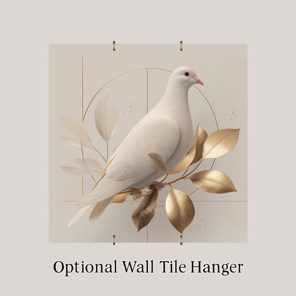White Dove Ceramic Art Tile – Modern Minimal Wall Decor, Peace Symbolic Sympathy Gift