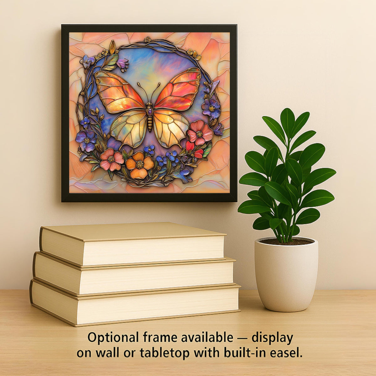 Butterfly Wall Art Ceramic Tile Art Nouveau Memorial Sympathy Gift Botanical Wall Decor Butterfly Lover Gift Accent Tile