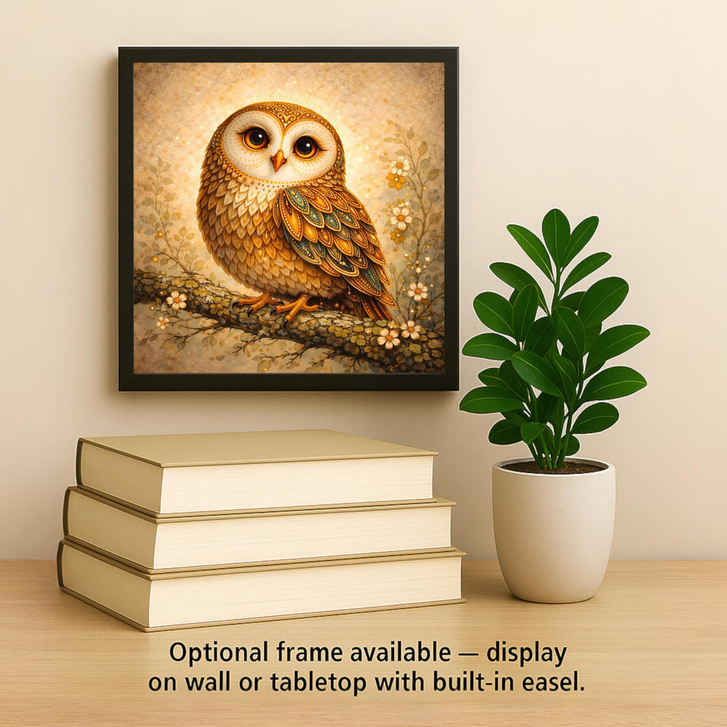 Owl Wall Art Ceramic Tile – Whimsical Woodland Bird Wall Decor – Rustic Cabin Home Decor Nature Farmhouse Decor