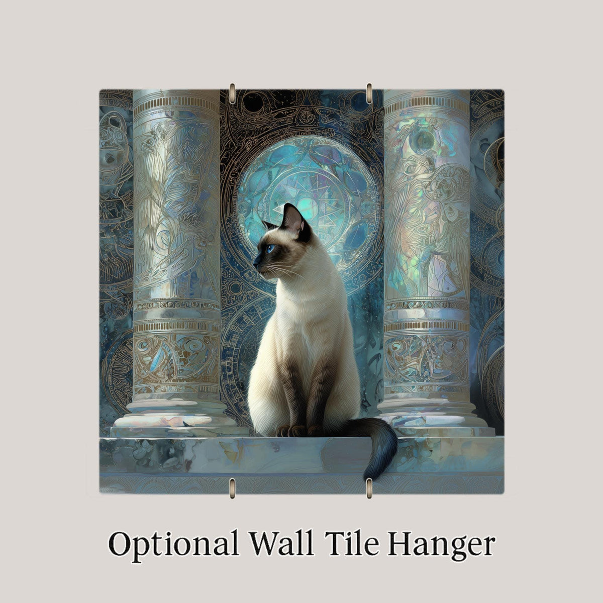 Siamese Cat Wall Art Ceramic Tile Cat Lover Gift Celestial Cat Decor Siamese Gift Mystical Cat Art Tile