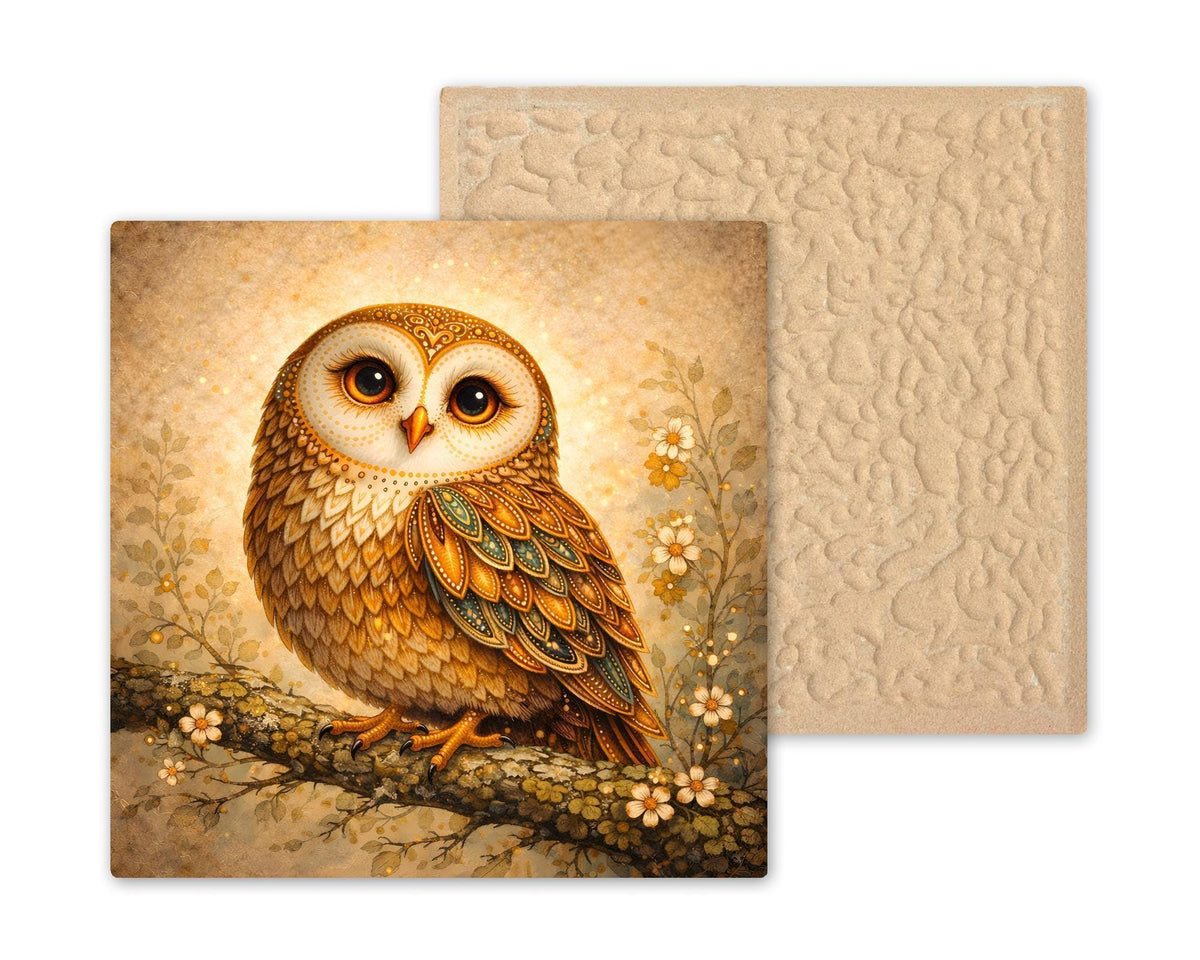 Owl Wall Art Ceramic Tile – Whimsical Woodland Bird Wall Decor – Rustic Cabin Home Decor Nature Farmhouse Decor