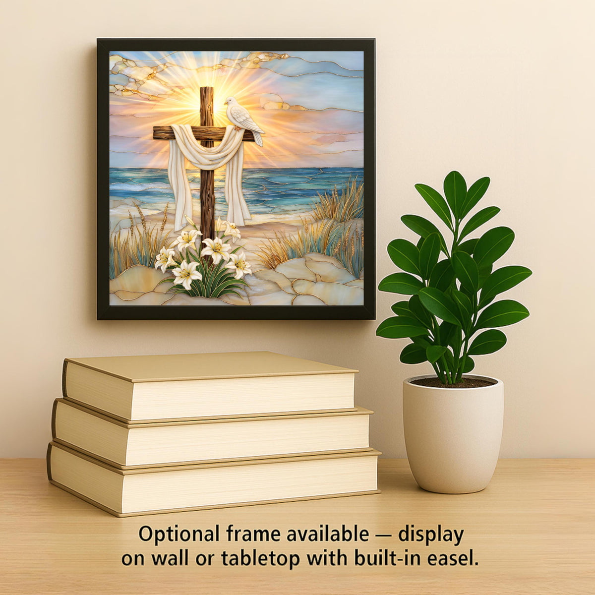 Christian Wall Art Ceramic Tile – Cross Wall Art Ceramic Tile – Coastal Religious Decor, Easter Home Decor, Faith Wall Decor