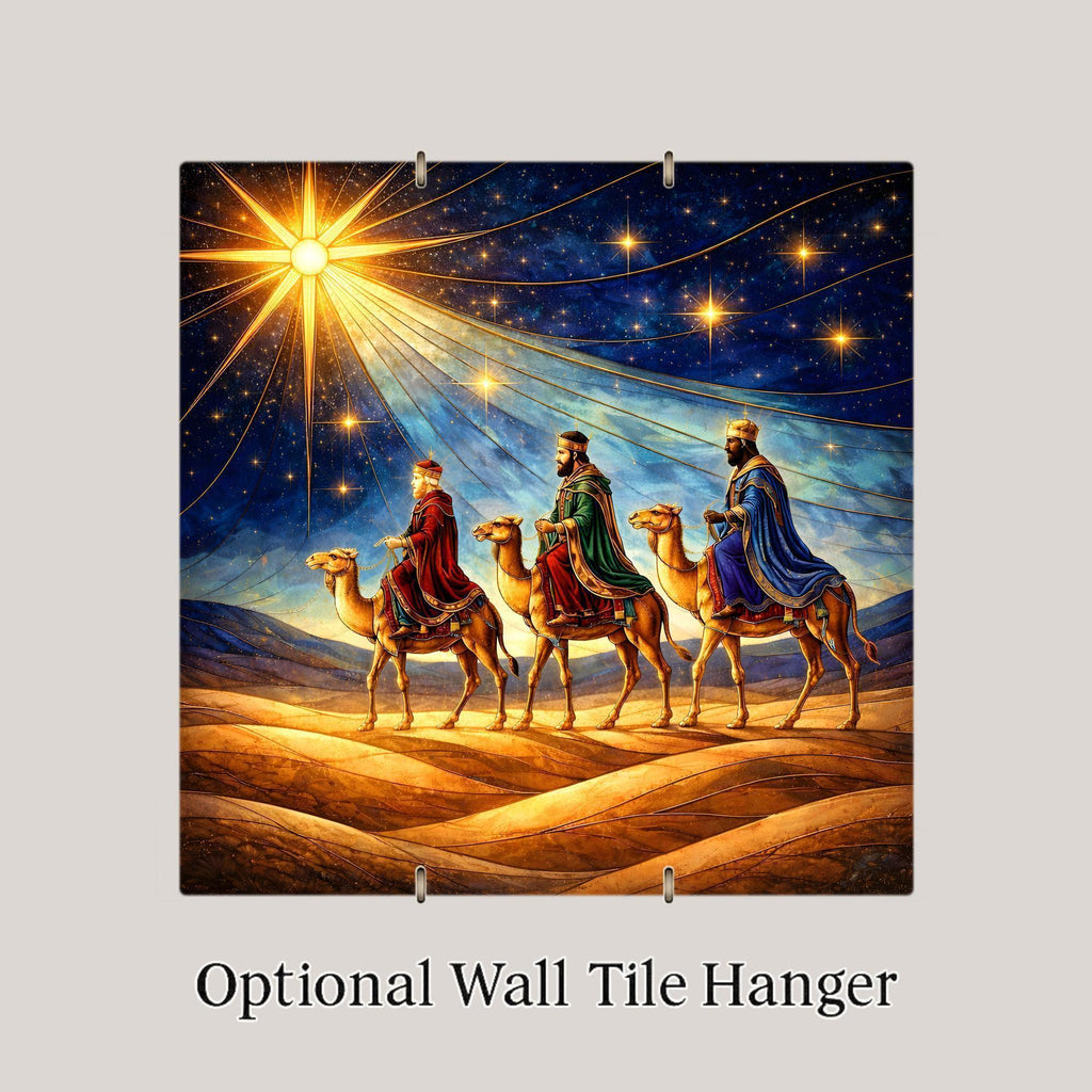 Three Wise Men Ceramic Art Tile – Nativity Magi Christmas Wall Art, Religious Epiphany Gift