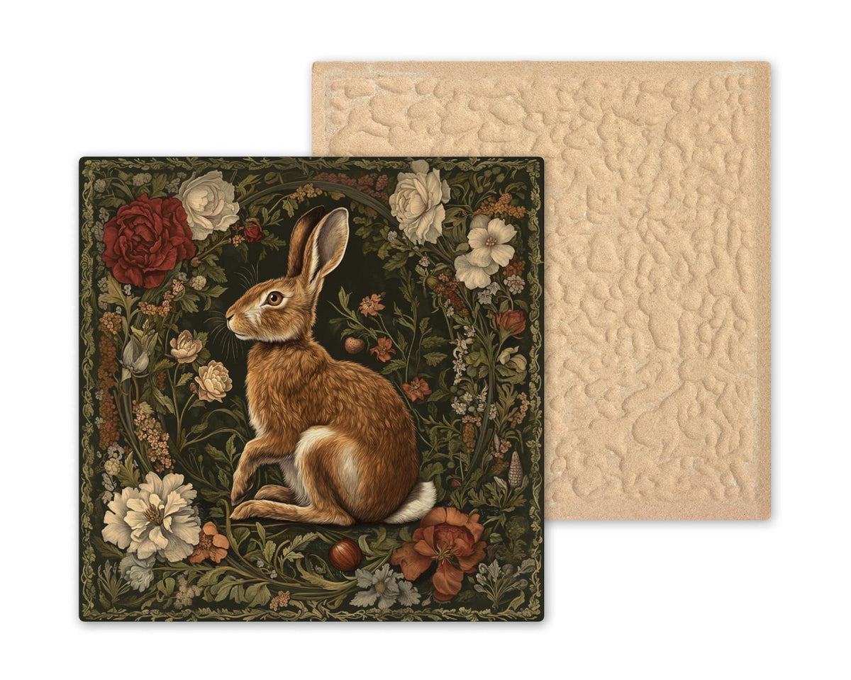 Hare William Morris Ceramic Art Tile: Cabin Wall Decor Nature Lover Gift Woodland Home Decor Wall Art