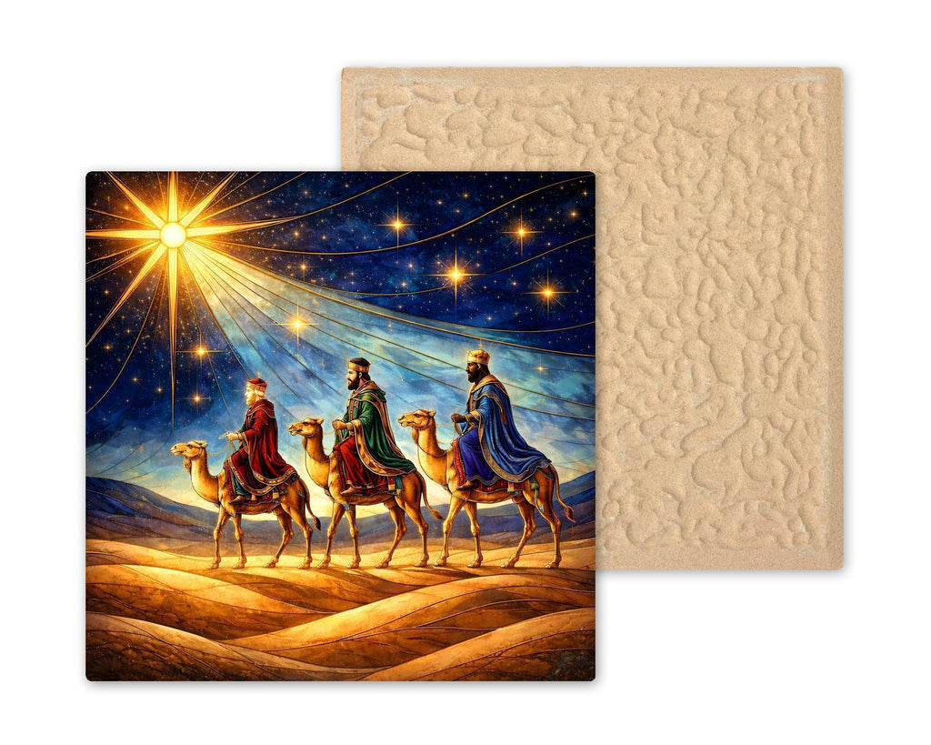 Three Wise Men Ceramic Art Tile – Nativity Magi Christmas Wall Art, Religious Epiphany Gift