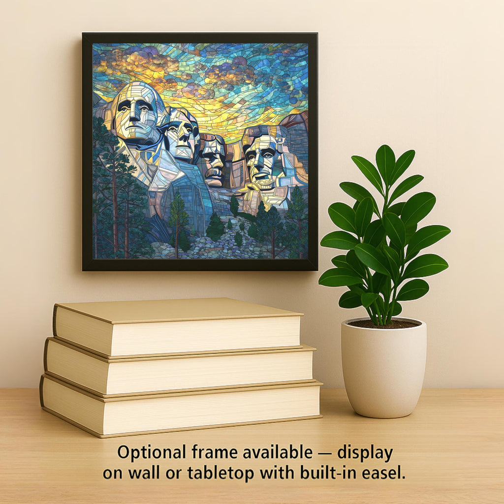 Mount Rushmore Wall Art Ceramic Tile American Gift Patriotic Decor Presidents Landmark Art USA Gift Tile