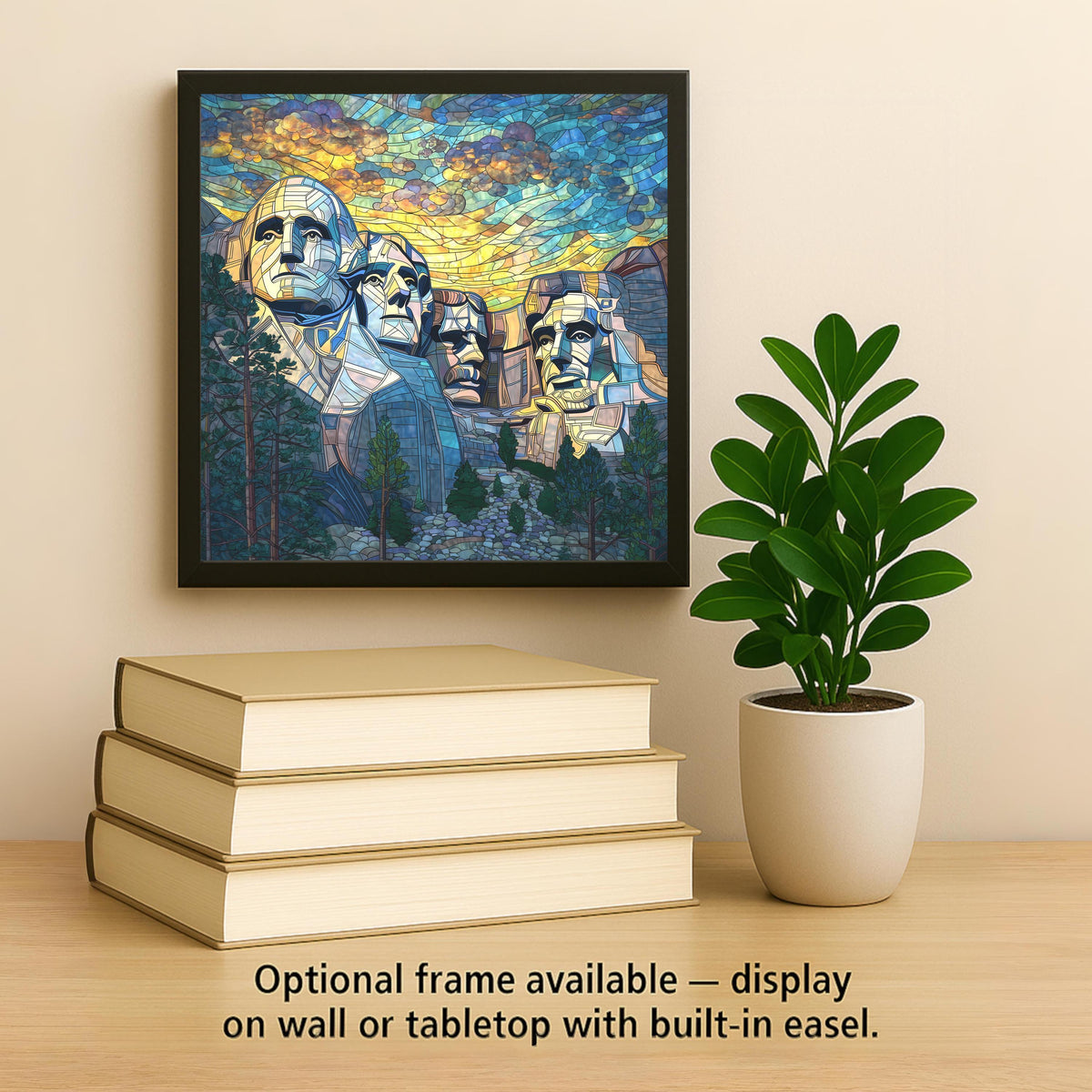 Mount Rushmore Wall Art Ceramic Tile American Gift Patriotic Decor Presidents Landmark Art USA Gift Tile