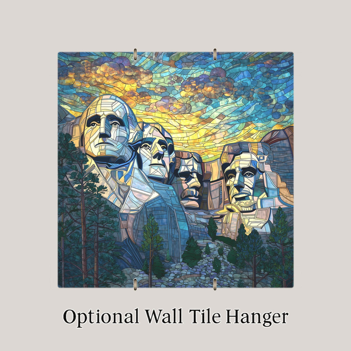 Mount Rushmore Wall Art Ceramic Tile American Gift Patriotic Decor Presidents Landmark Art USA Gift Tile