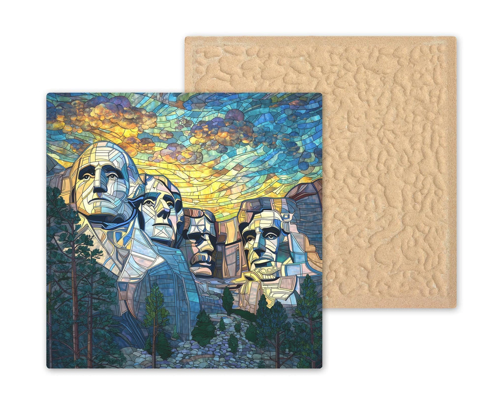 Mount Rushmore Wall Art Ceramic Tile American Gift Patriotic Decor Presidents Landmark Art USA Gift Tile