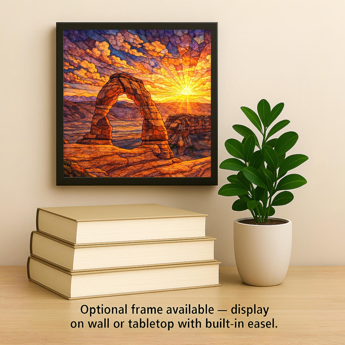 Arches National Park Wall Art Ceramic Tile Stained Glass Style Delicate Arch Landscape Utah Desert Art Travel Gift Tile