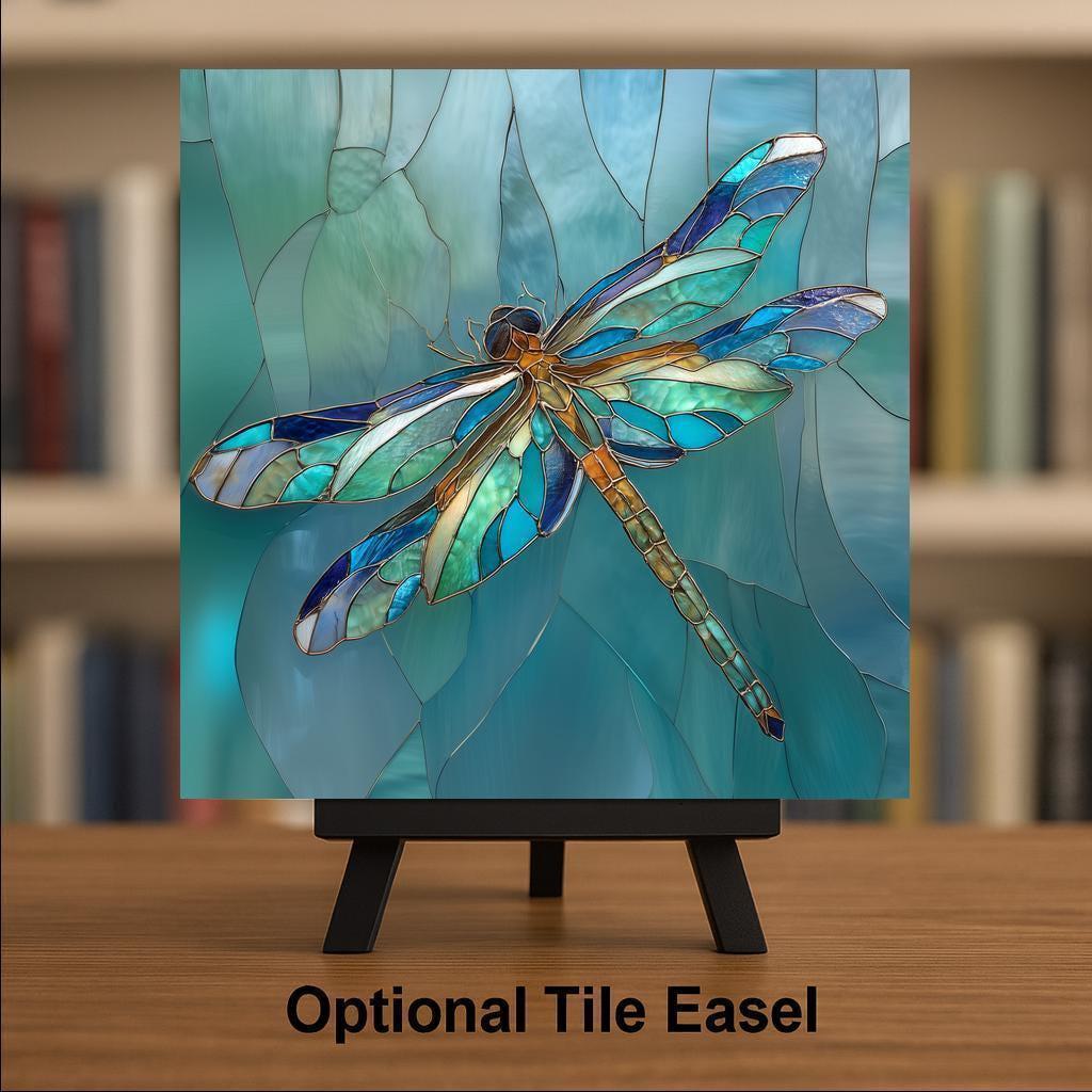 Dragonfly Memorial Gift Ceramic Tile Wall Art Garden Decor Nature Lover Gift Teal Blue Zen Home Decor