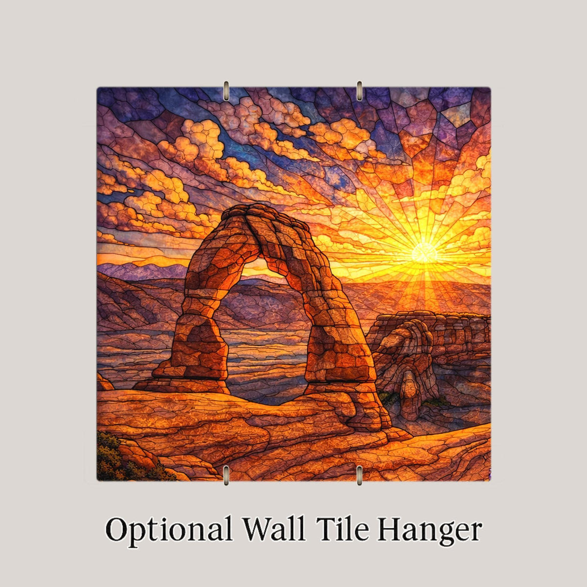 Arches National Park Wall Art Ceramic Tile Stained Glass Style Delicate Arch Landscape Utah Desert Art Travel Gift Tile