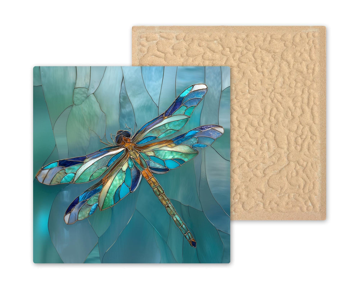 Dragonfly Memorial Gift Ceramic Tile Wall Art Garden Decor Nature Lover Gift Teal Blue Zen Home Decor