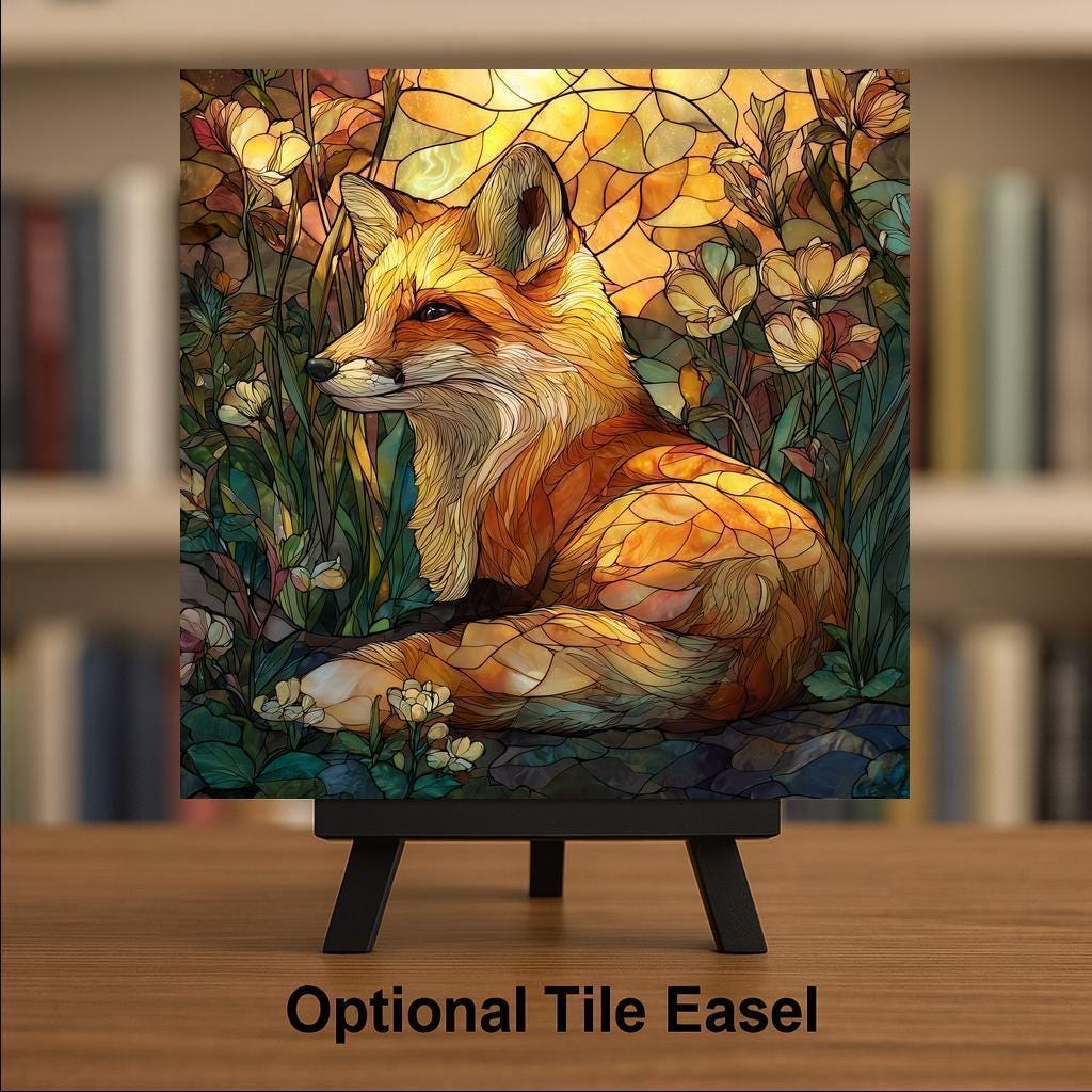 Forest Fox Wall Art Ceramic Tile Nature Gift Woodland Animal Decor Rustic Art Fox Lover Gift Art Tile