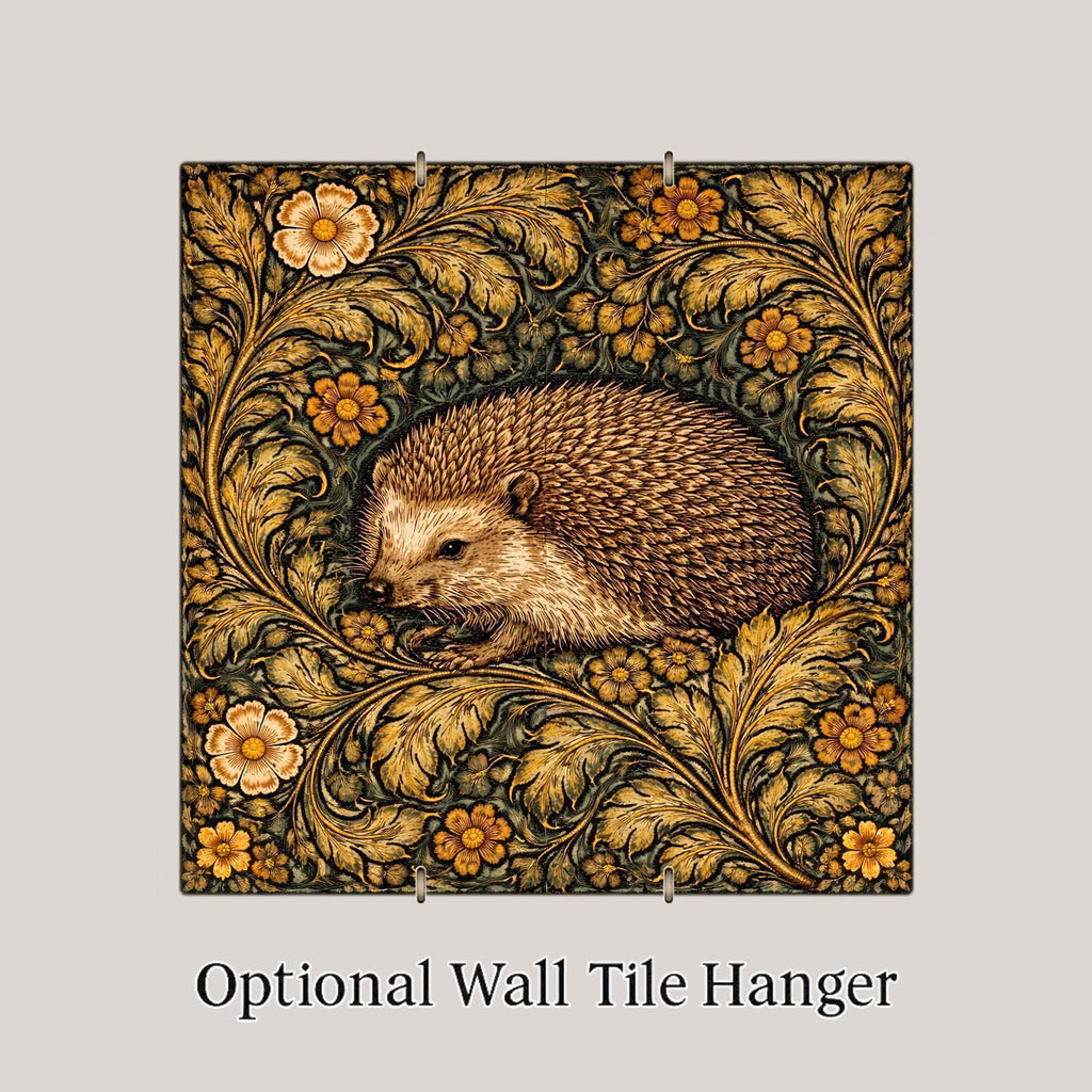 Hedgehog Woodland Wall Art Ceramic Tile – Cottagecore Nursery Decor – Forest Animal Baby Shower Gift