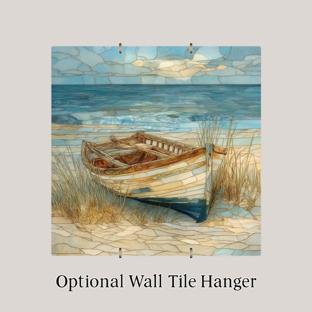 Coastal Rowboat Wall Art Ceramic Tile Beach Scene Gift Nautical Cottage Decor Ocean Art Sailor Gift Tile