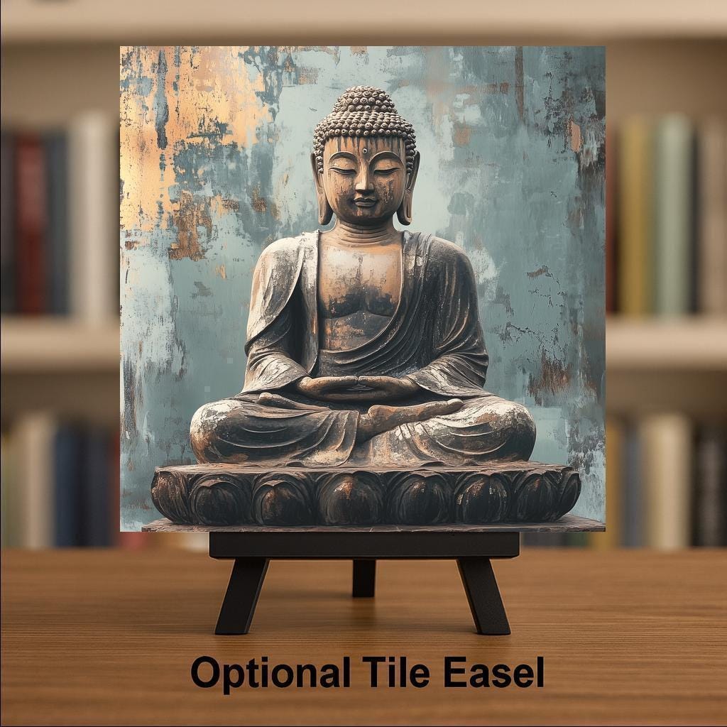 Buddha Wall Art Ceramic Tile Zen Gift Meditation Decor Spiritual Art Yoga Home Gift Buddha Lover Nature Gift Tile