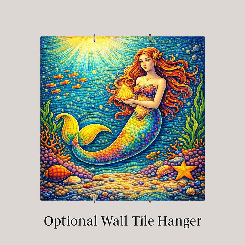 Mermaid Nursery Wall Art Ceramic Tile Whimsical Under the Sea Kids Room Decor Ocean Coastal Beach House Art