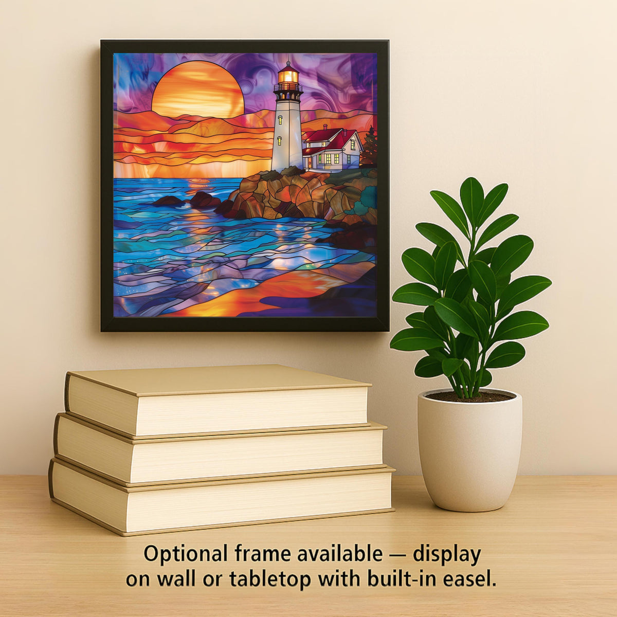 Nautical Lighthouse Wall Art Ceramic Tile Coastal Gift Sunset Decor Beach House Art Lighthouse Lover Gift Tile