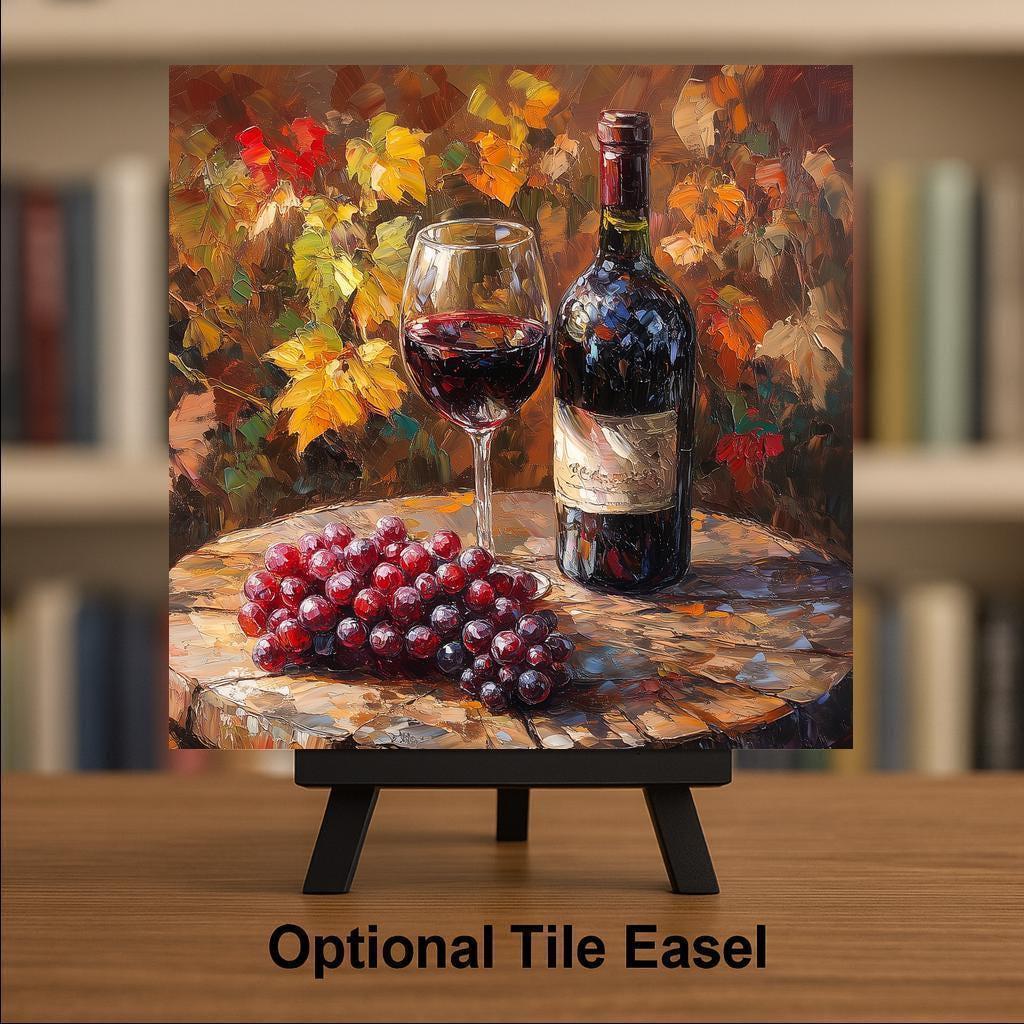 Autumn Vineyard Ceramic Art Tile: Mediterranean Wall Decor Kitchen Accent Tuscan Home Decor Wall Art Wine Country Tuscan Kitchen Italian