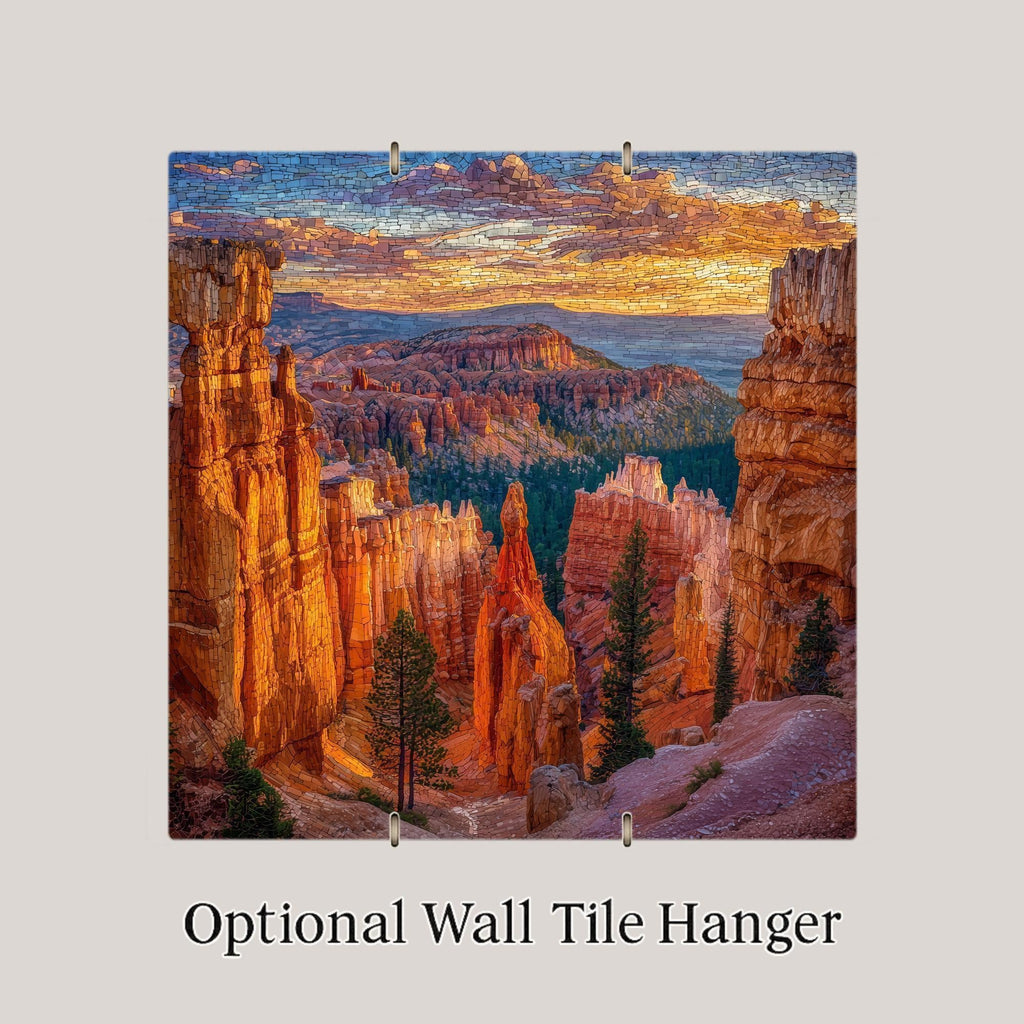 Bryce Canyon Ceramic Tile Wall Art - Utah Hoodoos Stained Glass Style National Park Desert Landscape Home Decor