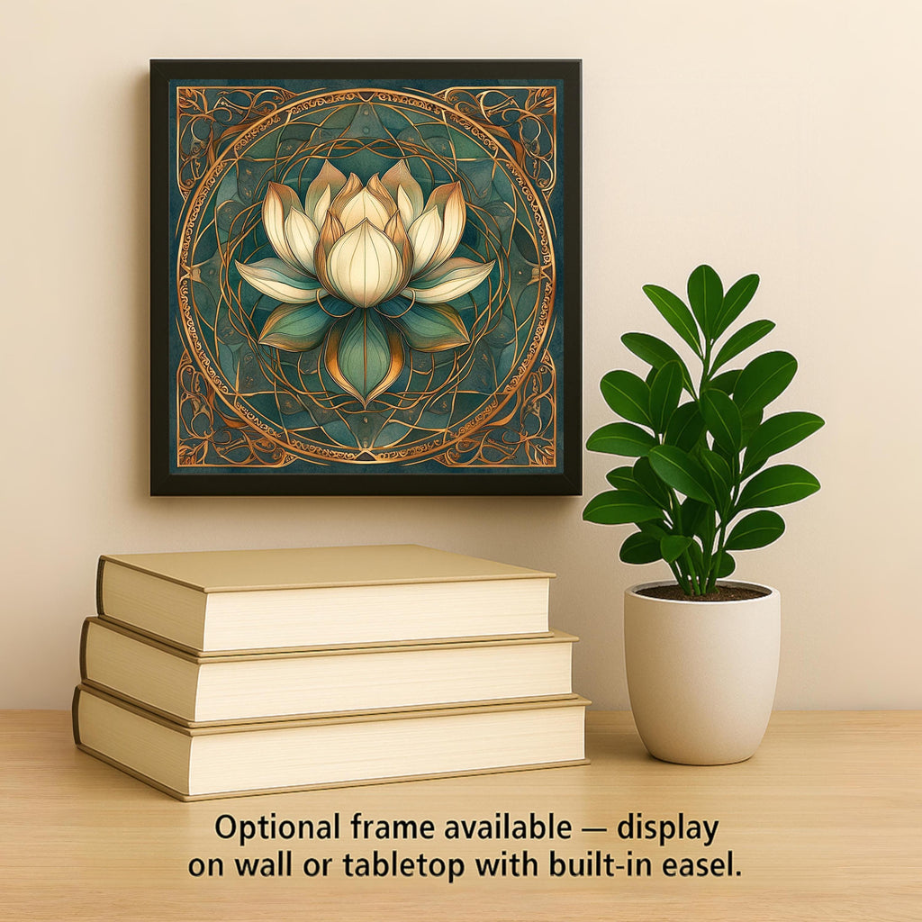 Lotus Flower Stained Glass Style Ceramic Art Tile: Zen Wall Decor Meditation Gift Yoga Home Decor Wall Art