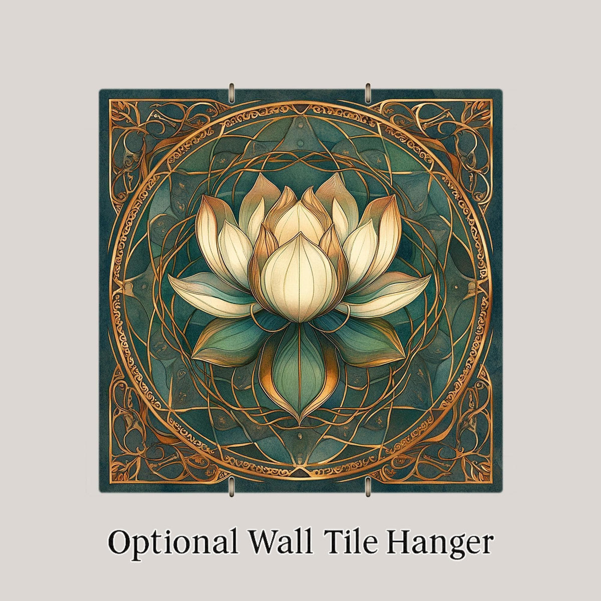 Lotus Flower Stained Glass Style Ceramic Art Tile: Zen Wall Decor Meditation Gift Yoga Home Decor Wall Art