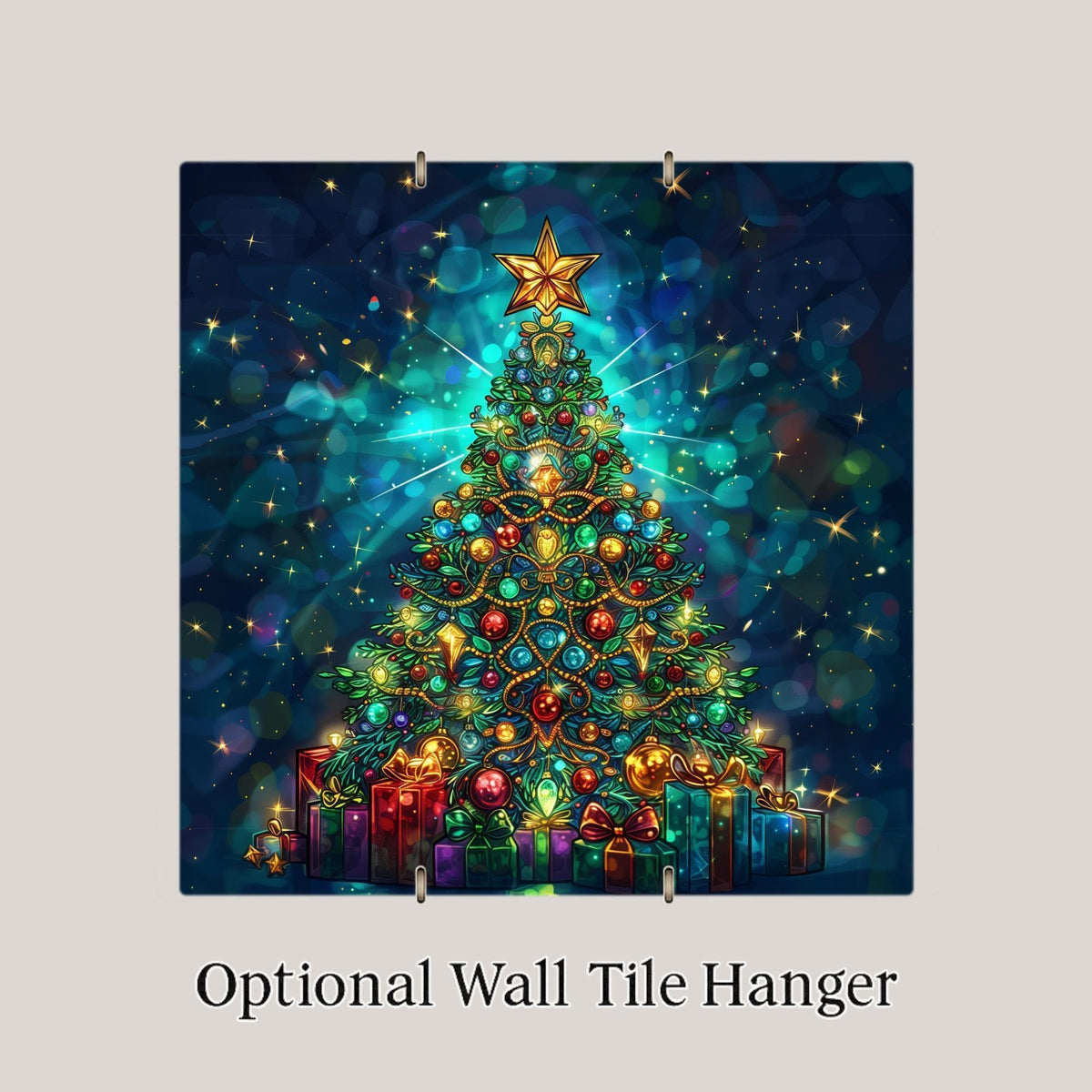 Christmas Tree Wall Art Ceramic Tile Stained Glass Style Holiday Gift Festive Decor Ornament Christmas Nature Gift for Her