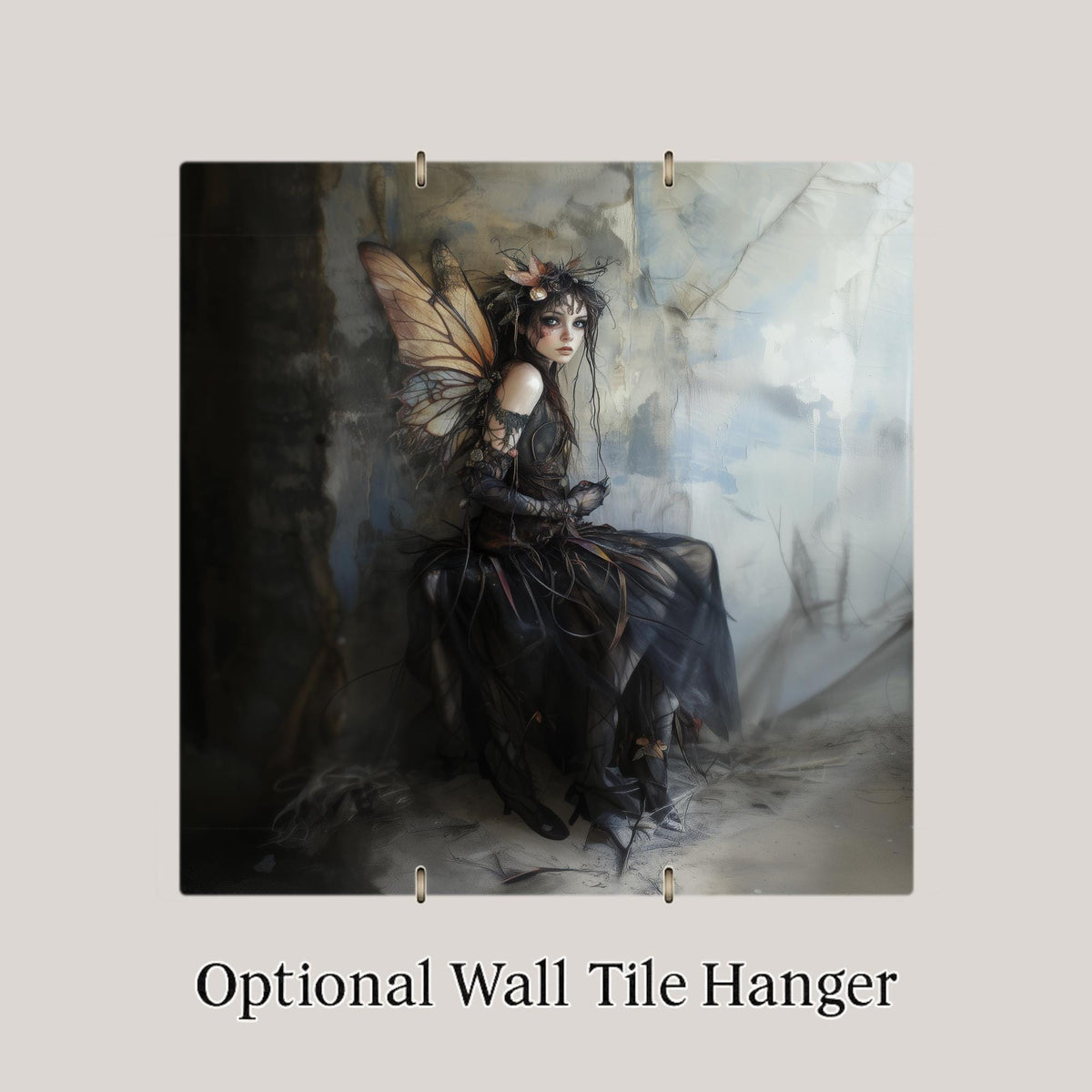 Gothic Fairy Wall Art Ceramic Tile Dark Fantasy Gift Witchy Decor Fairy Lover Gift Moody Art Tile