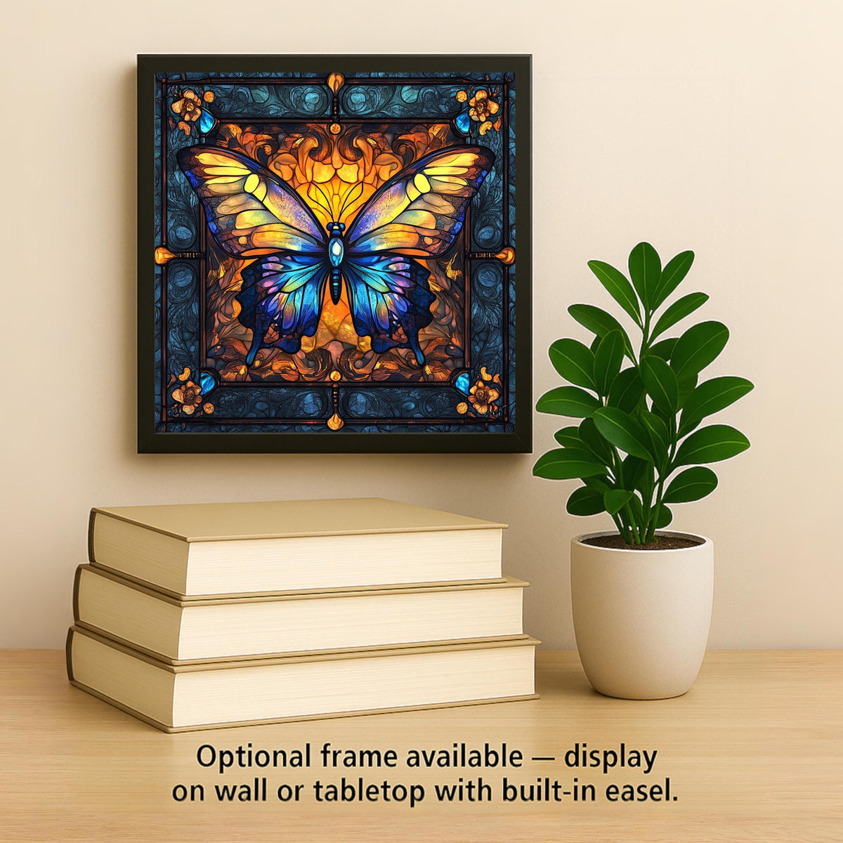 Butterfly Ceramic Art Tile – William Morris Style, Art Nouveau, Memorial Sympathy Gift, Butterfly Lover Botanical Floral