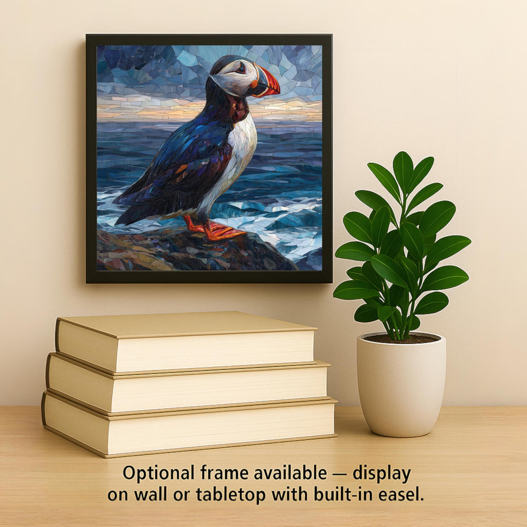 Puffin Ceramic Art Tile – Ocean Wildlife Art, Coastal Bird Gift, Birdwatcher Nautical Nature Decor Sea Art