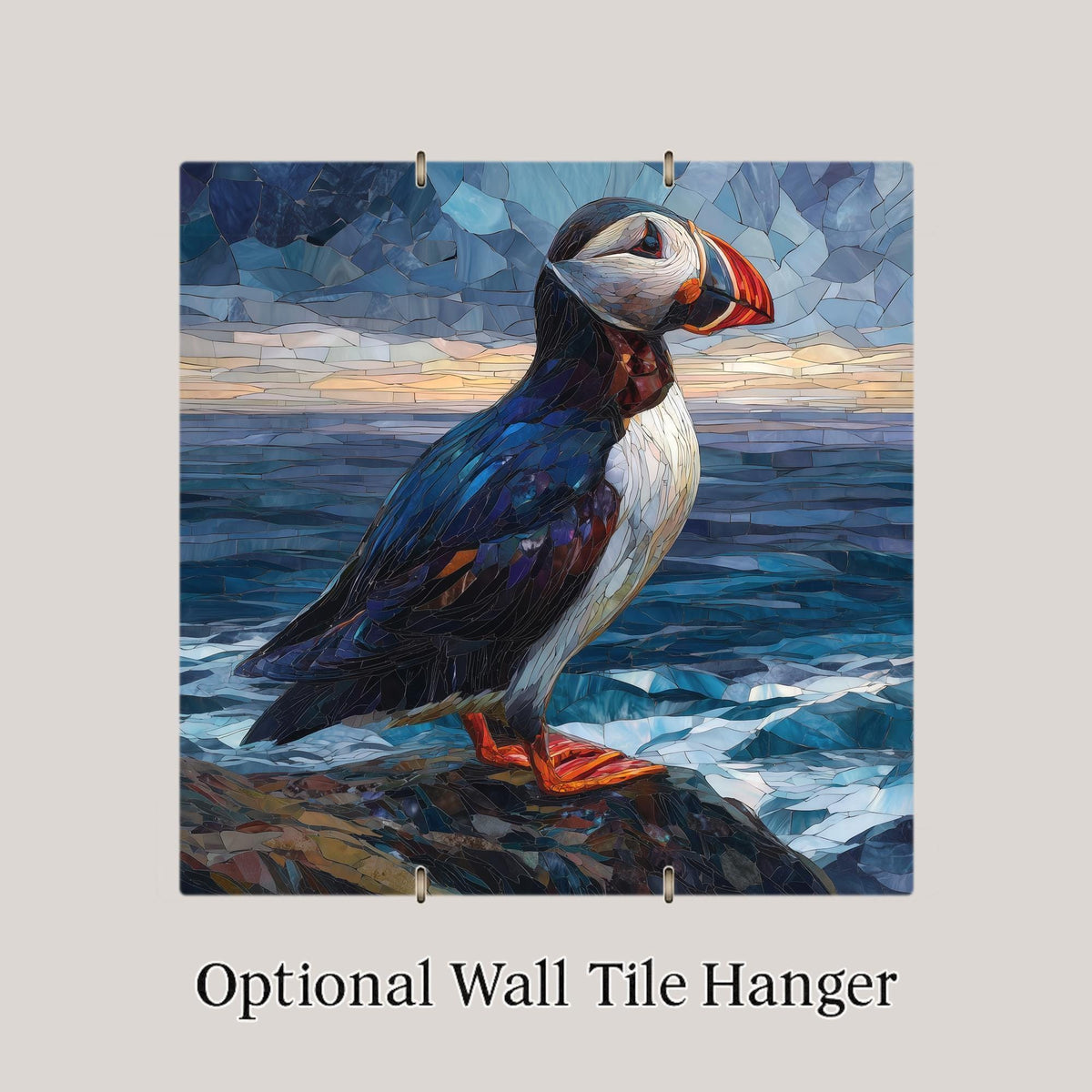 Puffin Ceramic Art Tile – Ocean Wildlife Art, Coastal Bird Gift, Birdwatcher Nautical Nature Decor Sea Art