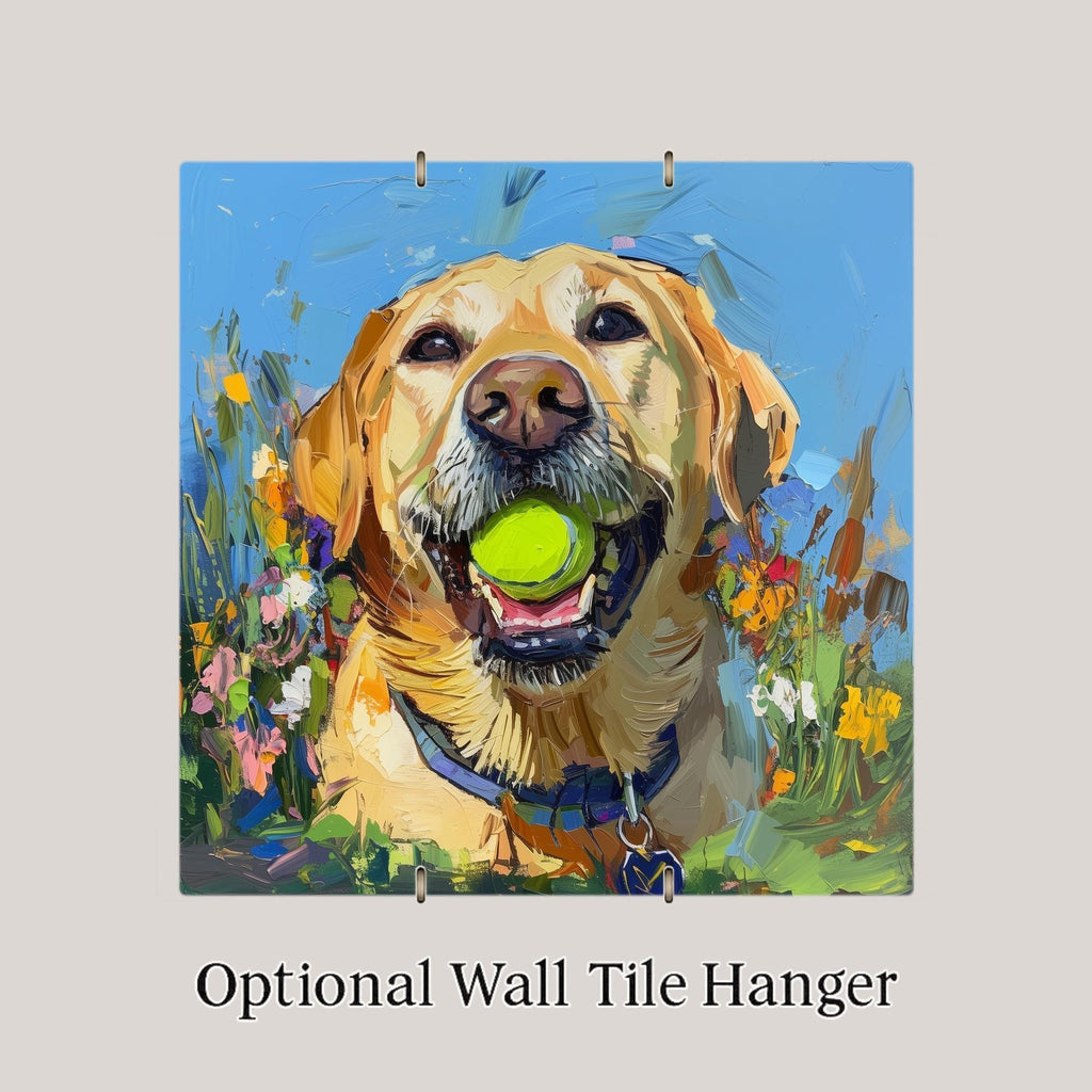 Labrador Retriever Ceramic Art Tile – Playful Dog Wall Decor, Lab Lover Pet Gift