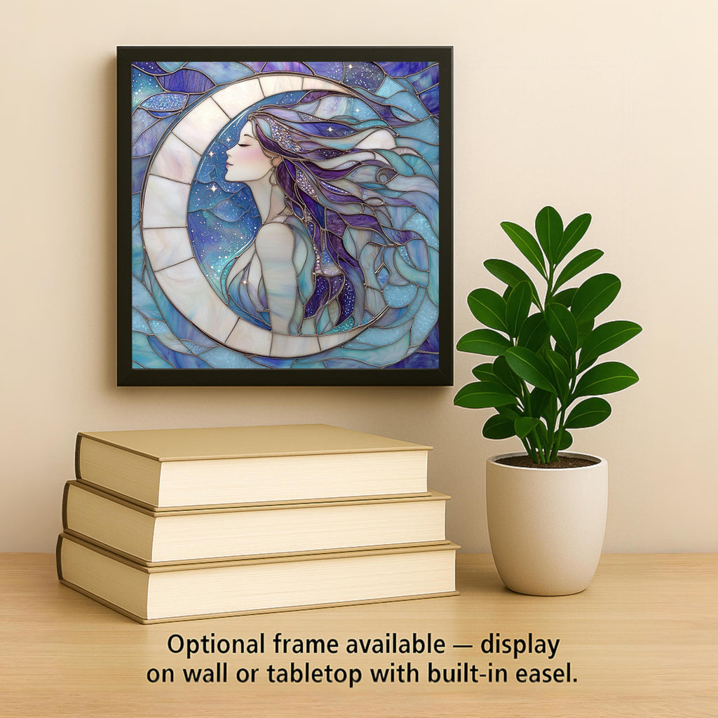 Moon Goddess Wall Art Ceramic Tile Celestial Gift Boho Decor Witchy Art Luna Nature Astrology Moon Phase Gift