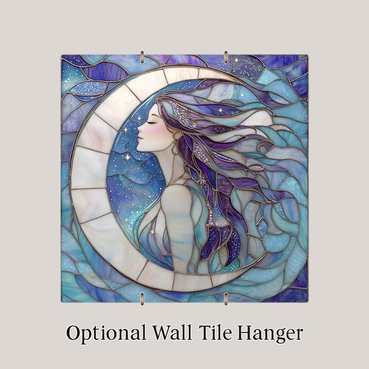 Moon Goddess Wall Art Ceramic Tile Celestial Gift Boho Decor Witchy Art Luna Nature Astrology Moon Phase Gift