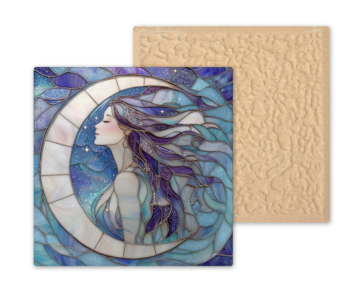 Moon Goddess Wall Art Ceramic Tile Celestial Gift Boho Decor Witchy Art Luna Nature Astrology Moon Phase Gift