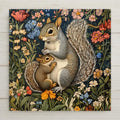 Bring the captivating charm of Art Nouveau William Morris to your space with this woodland squirrel lovers ceramic tile wall decor. Perfect for baby squirrel nursery decor or as a unique home decor coaster or trivet. Add a touch of elegance and nature to your surroundings today!