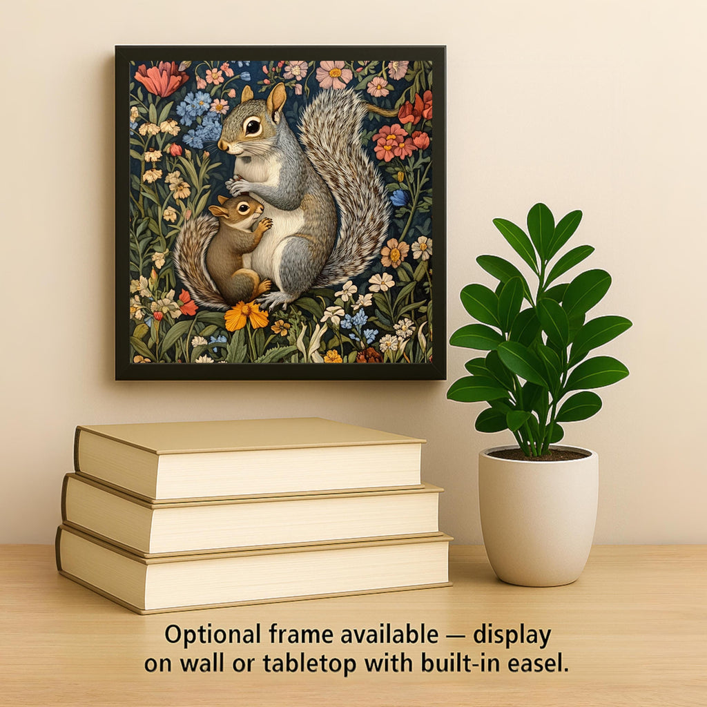 Squirrel Wall Art Ceramic Tile William Morris Style Gift Woodland Nature Art Cabin Decor Squirrel Lover Nature Gift Tile