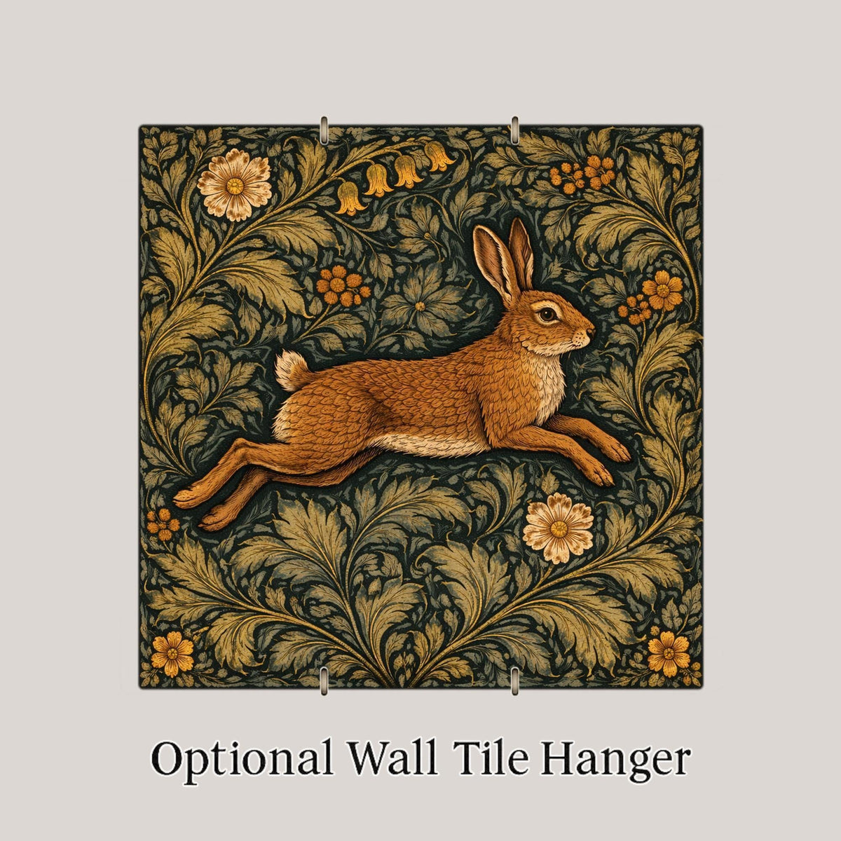 Hare William Morris Ceramic Art Tile – Arts and Crafts Woodland Wall Decor, Cottagecore Heritage Gift