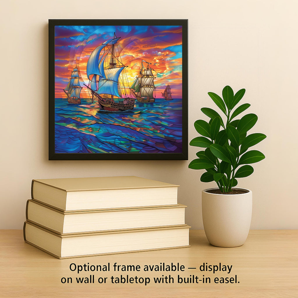 Sailing Fleet Wall Art Ceramic Tile Nautical Gift Coastal Decor Sailor Gift Beach House Bathroom Tile