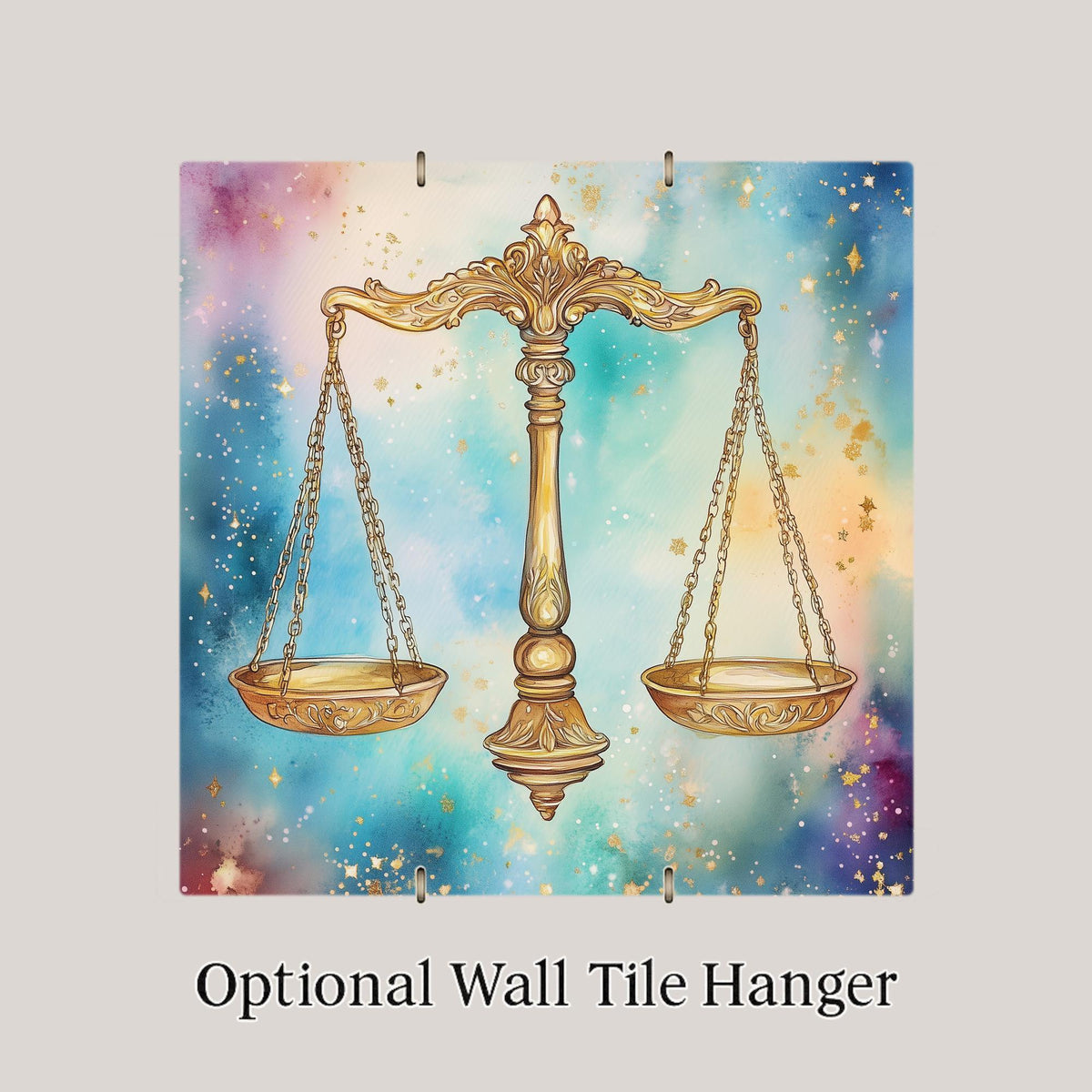 Libra Scales Wall Art Ceramic Tile Astrology Gift Stained Glass Style Decor Celestial Zodiac Art Libra Lover Gift Tile