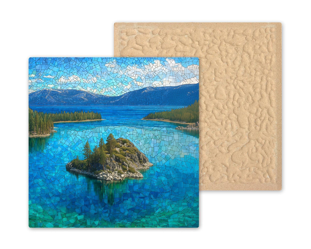 Emerald Bay Lake Tahoe Wall Art Ceramic Tile California Gift Stained Glass Decor Alpine Lake Art Travel Gift Tile