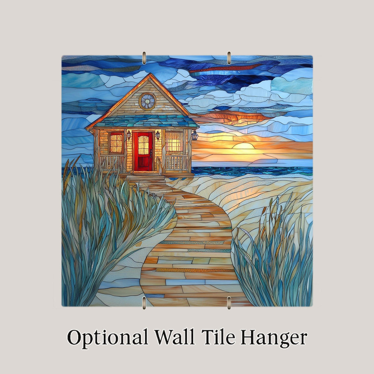 Sunset Beach Cottage Wall Art Ceramic Tile Coastal Ocean Decor Beach House Wall Decor Seaside Summer Gift Accent Tile