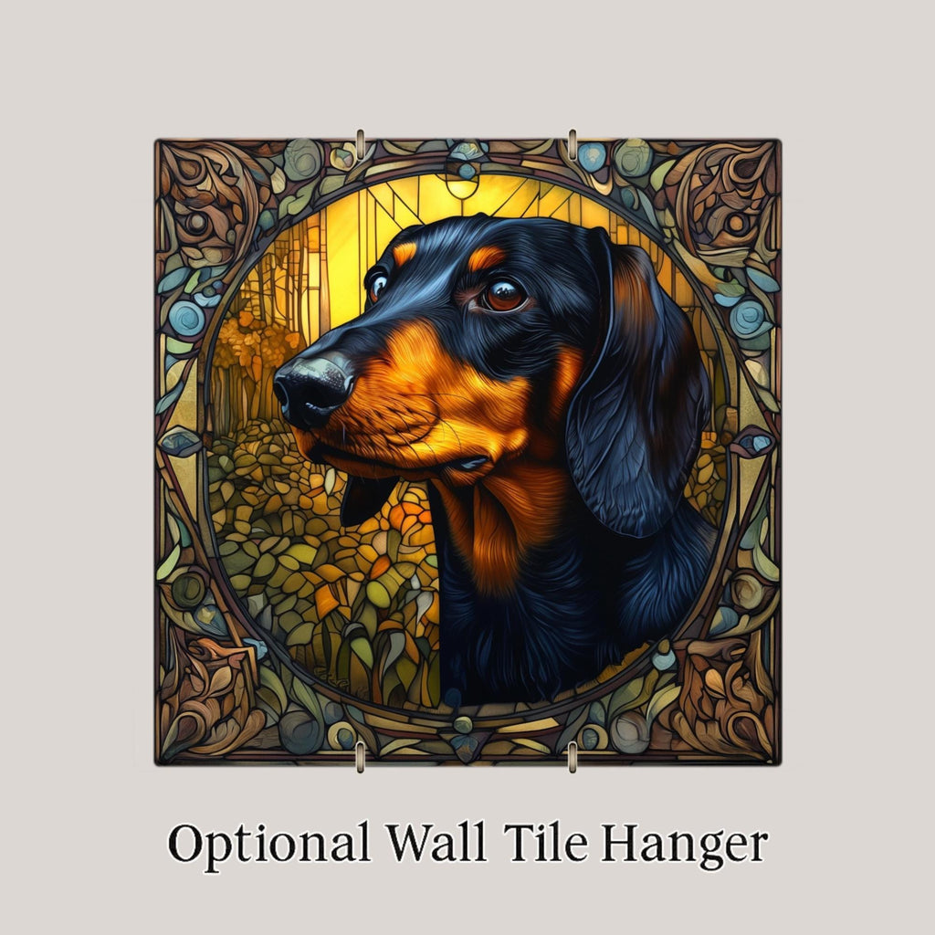 Dachshund Wall Art Ceramic Tile Playful Dog Decor Dachshund Lover Gift Fun Dog Tile