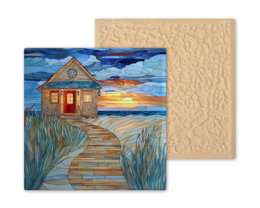 Sunset Beach Cottage Wall Art Ceramic Tile Coastal Ocean Decor Beach House Wall Decor Seaside Summer Gift Accent Tile