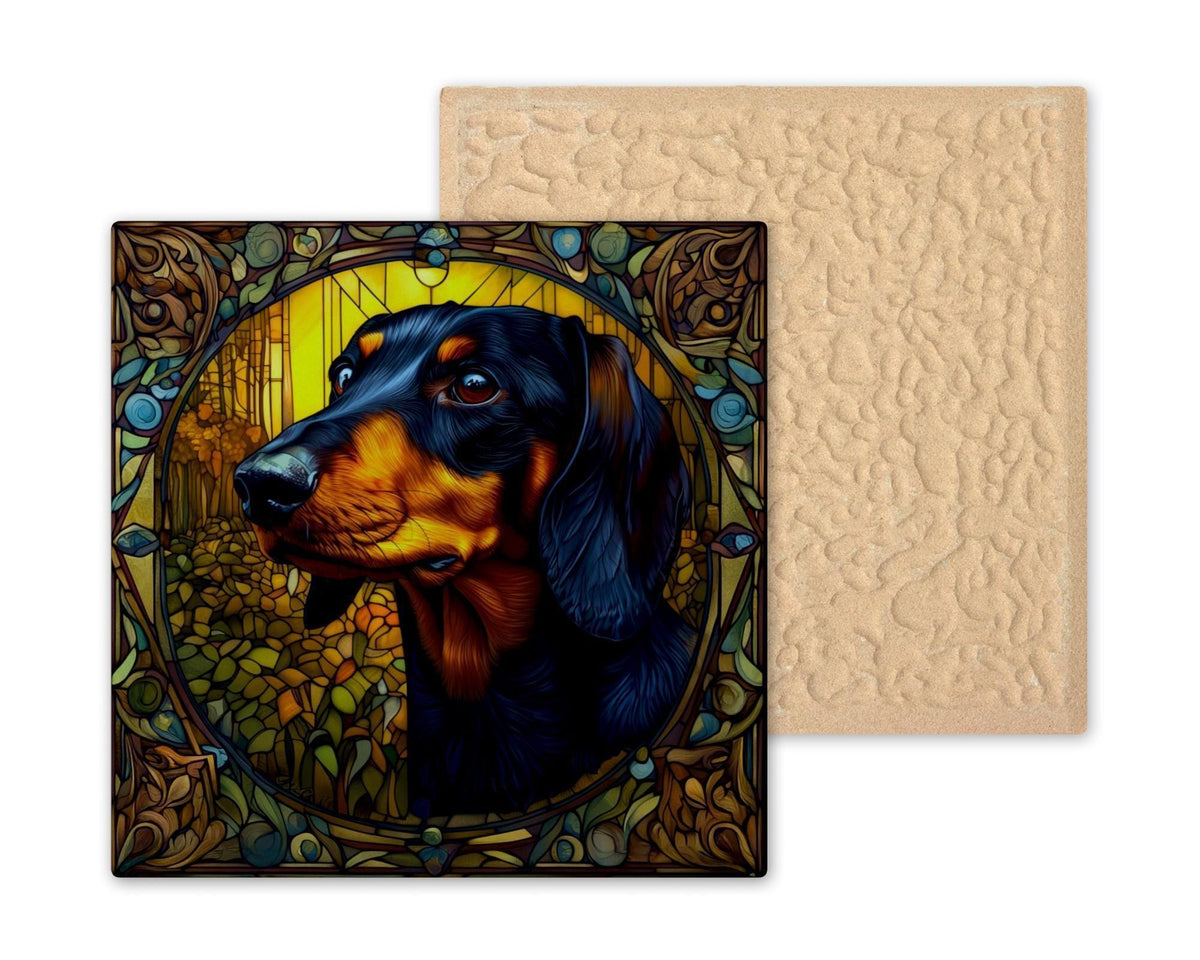 Dachshund Wall Art Ceramic Tile Playful Dog Decor Dachshund Lover Gift Fun Dog Tile