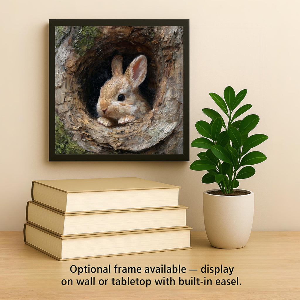 Baby Bunny Ceramic Art Tile: Cabin Wall Decor Nature Lover Gift Woodland Home Decor Wall Art Nursery Woodland Animal Rustic Forest Art