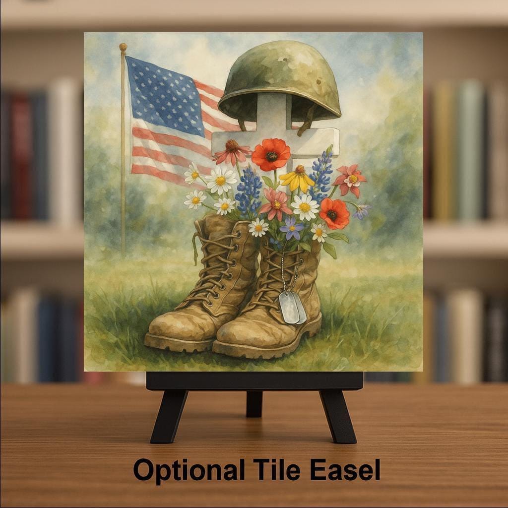 Veterans Memorial Wall Art Ceramic Tile Military Gift Patriotic Decor Soldier Gift Memorial Day Art Tile